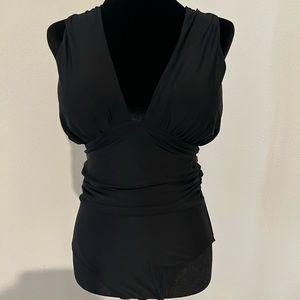 All black bathing suit.